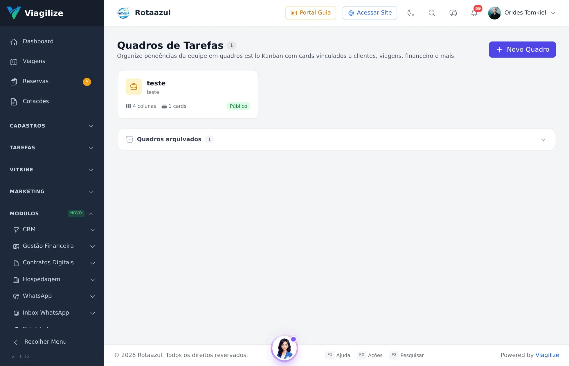 Gestão de Tarefas com quadros Kanban para agência de viagens - Viagilize
