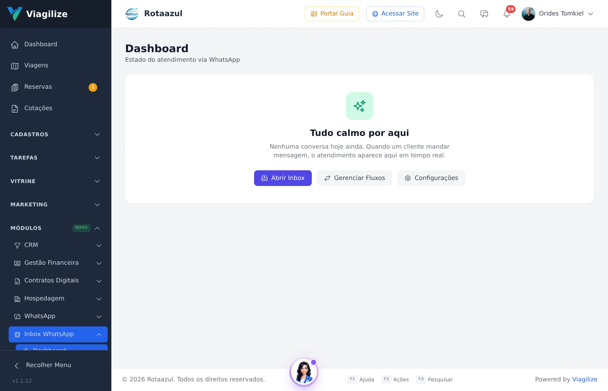 Inbox WhatsApp multiagente para agência de viagens - Viagilize